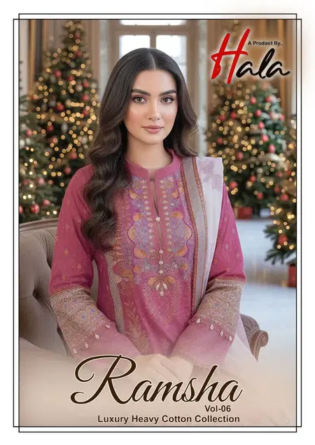 Ramsha Vol 6 By Hala Cotton Printed Ladies Dress Material Wholesale Market In Surat
